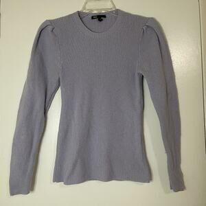 MAJE Purple crew neck puff sleeve ribbed pullover sweater wool size 1 small